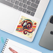 Aries Zodiac Vinyl Sticker Retro Design (Laptop mit iPhone)