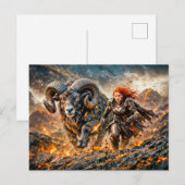 Aries Zodiac with Warrior and Charging Ram Postkarte (Vorne/Hinten)