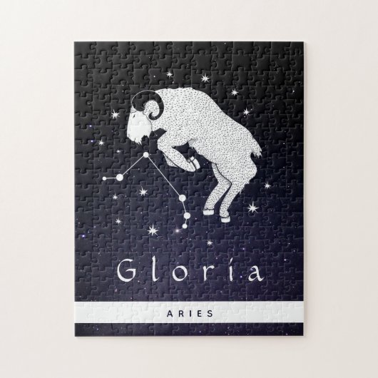 Aries Zodiac-Zeichen-Horoskop Symbol Name Kosmisch Puzzle (Vertikal)