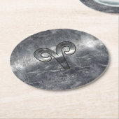 Aries Zodiac-Zeichen in Grunge Beklemmender Stil Runder Pappuntersetzer (Angewinkelt)