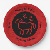 Aries Zodiac Zeichen und Name Red Pappteller (Vorderseite)