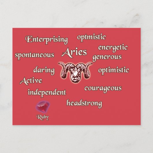 Aries zodiale Merkmale Postkarte (Vorderseite)