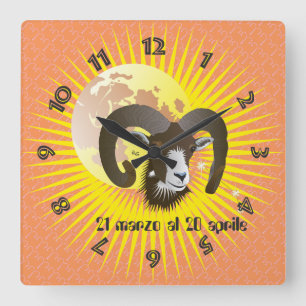 Ariete 21 marzo al 20 aprile Orologio Quadratische Wanduhr