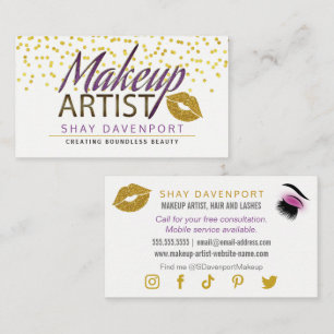Arist Hair Makeup und Lashes Imitate Glitzer Visitenkarte