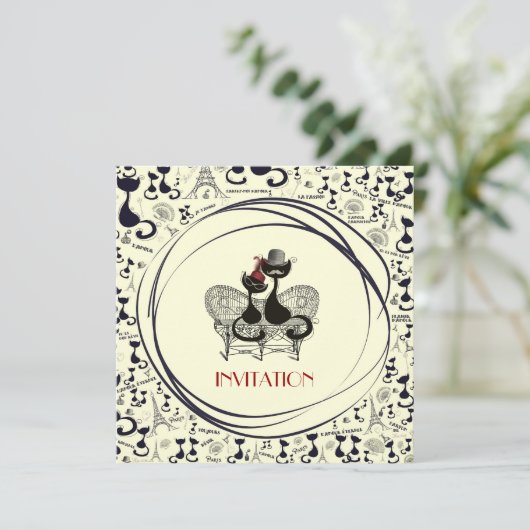 AristoCat Valentine - Party Einladung (Stehend Vorderseite)