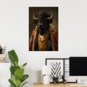 Aristocratic Bison Portrait, Funny Animal Poster (Heimbüro)