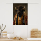 Aristocratic Bison Portrait, Funny Animal Poster (Küche)