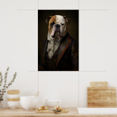 Aristocratic Bulldog Portrait, Funny Renaissance Poster (Küche)