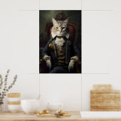 Aristocratic Cat Portrait, Funny Renaissance Wall Poster (Küche)