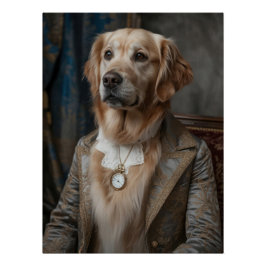 Aristocratic Golden Retriever with Pocket Watch Poster
