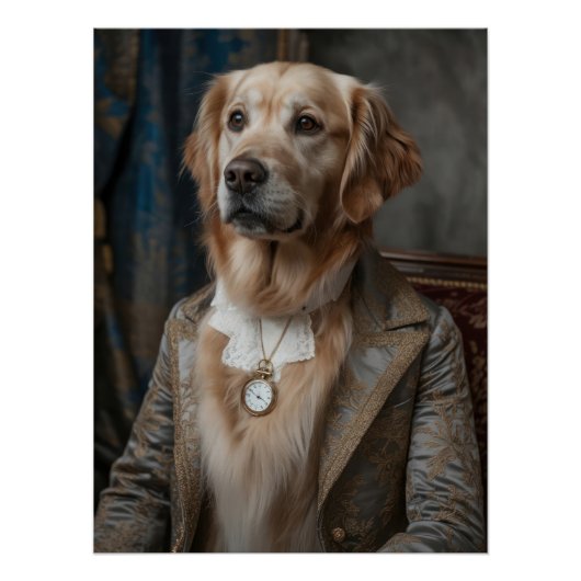 Aristocratic Golden Retriever with Pocket Watch Poster (Vorderseite)