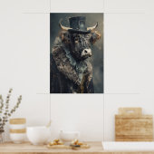 Aristocratic Highland Cow Portrait, Renaissance Poster (Küche)