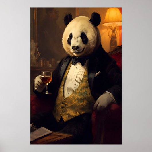 Aristocratic Panda Portrait, Funny Animal Wall Art Poster (Vorne)