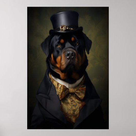 Aristocratic Rottweiler Print, Funny Renaissance Poster (Vorne)