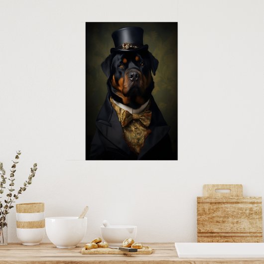 Aristocratic Rottweiler Print, Funny Renaissance Poster (Küche)