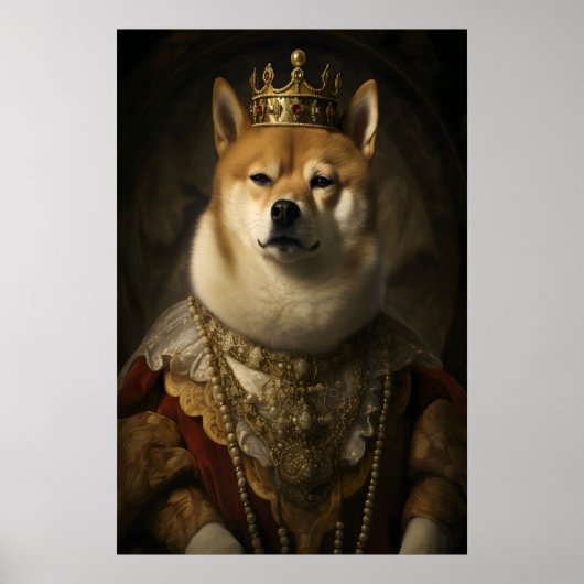 Aristocratic Shiba Inu Portrait Print, Funny Dog Poster (Vorne)