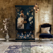 Aristokrat Lady Elegant Portrait Navy Blue Seidenpapier