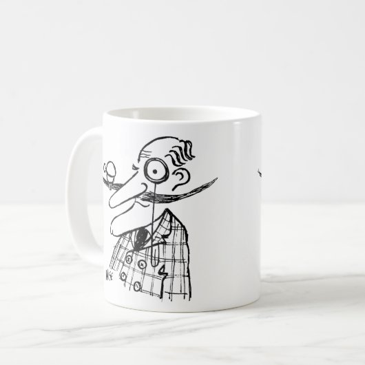 Aristokrat mit Handle-Bar Mustache & Bell. Funny Kaffeetasse (Vorderseite Links)