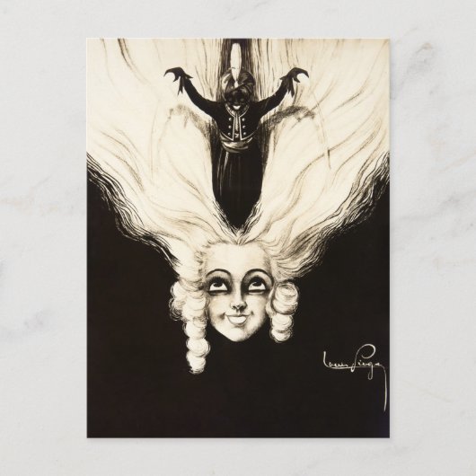 Aristokrat Wig Hair Vintag Marionette Postkarte (Vorderseite)