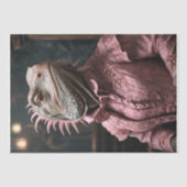 Aristokratische Iguana in rosa-dekoupage- Seidenpapier (Vorderseite)