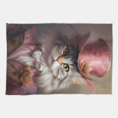 Aristokratische Katze in rosa Geschirrtuch (Horizontal)