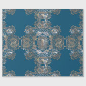 Aristokratische Monogram Bleu Holiday Elegant Geschenkpapier (Flach)