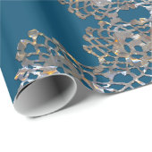 Aristokratische Monogram Bleu Holiday Elegant Geschenkpapier (Rolleneckpunkt)