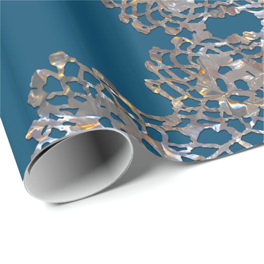 Aristokratische Monogram Bleu Holiday Elegant Geschenkpapier (Rolleneckpunkt)