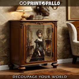 Aristokratische viktorianische Frau in schwarzem K Seidenpapier