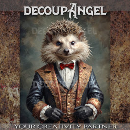 Aristokratischer Igel - Decoupage- Seidenpapier