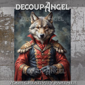 Aristokratischer Wolf mit einer roten Wolke - Deco Seidenpapier