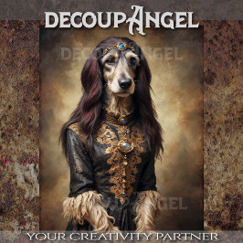 Aristokratisches afghanisches Hund - Decoupage- Seidenpapier