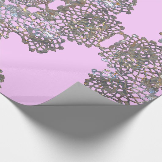 Aristokratisches Monogramm-Rosa Geschenkpapier (Ecke)