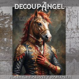 Aristokratisches Pferd in der Pose Napoleon - Deko Seidenpapier