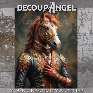 Aristokratisches Pferd in der Pose Napoleon - Deko Seidenpapier