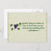 Aristophanes Wine Quote Postkarte (Vorne/Hinten)