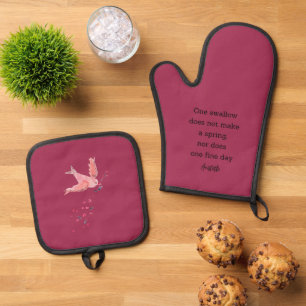 Aristoteles Frühjahrszitat Dekoration für Zuhause Ofenhandschuh & Topflappen-Set