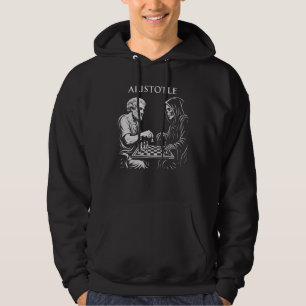 Aristoteles spielt Schach gegen düsteren Sensenman Hoodie