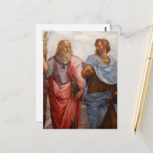 Aristoteles und Plato von Raphael Postkarte (Vorderseite/Rückseite Beispiel)