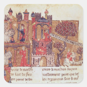 Aristoteles weist Alexander der Große herein an Quadratischer Aufkleber