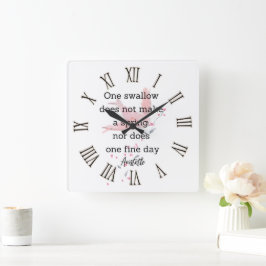 Aristotle Spring Quote Decor For Home  Quadratische Wanduhr