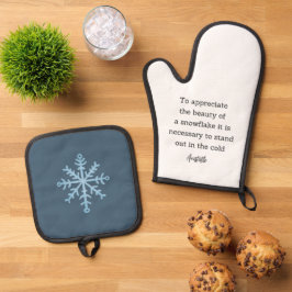 Aristotle Winter Quote Decor For Home Ofenhandschuh & Topflappen-Set
