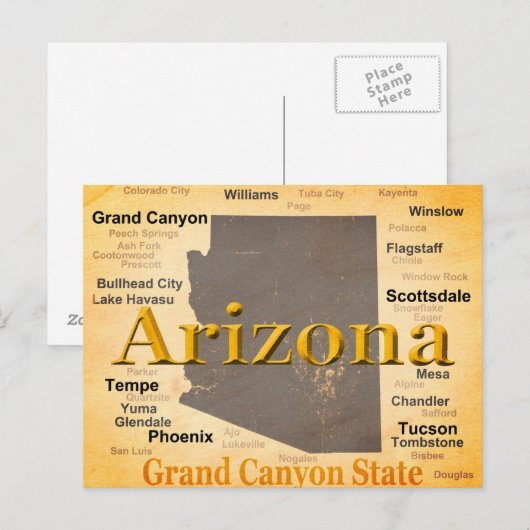 Arizona Aged Map Postkarte (Vorne/Hinten)