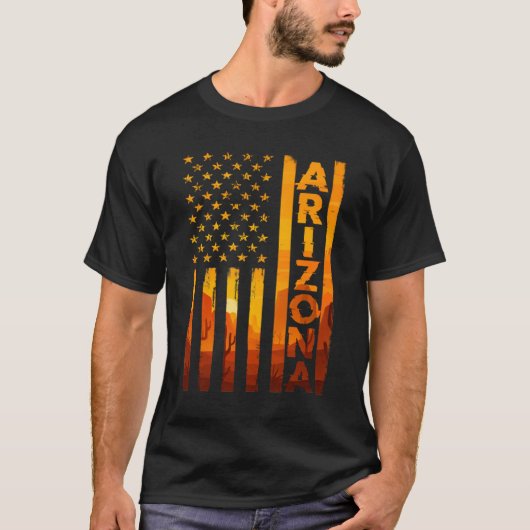 Arizona American Flag Pride Landscape Cactus T-Shirt (Vorderseite)