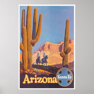 Arizona Art Santa Fe Reiseplakat Cowboy-Druck Poster