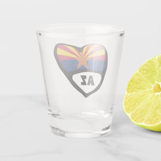 Arizona, AZ Staatsflagge im Herzen Schnapsglas (Rückseite)