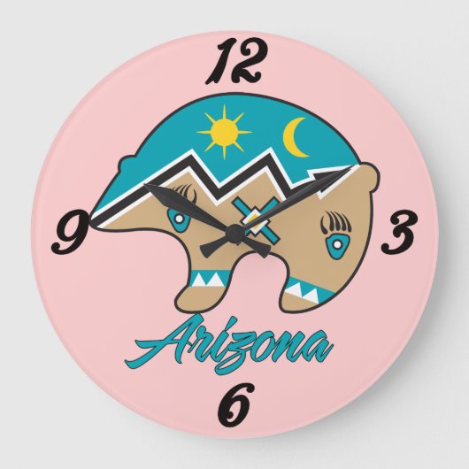 Arizona Bear Totem Wall Clock Große Wanduhr (Vorderseite)
