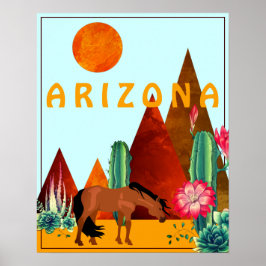 Arizona ~ Berge, Kakteen und Pferdewüste Poster