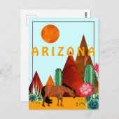 Arizona ~ Berge, Kakteen und Pferdewüste Postkarte (Vorne/Hinten)