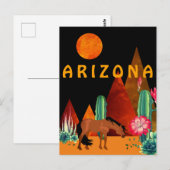 Arizona ~ Berge, Wüste, Pferd und Vollmond Postkarte (Vorne/Hinten)